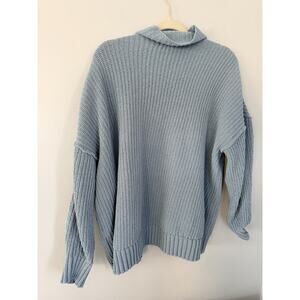 Aerie Sweater Womens XS Blue Textured Crewneck Pullover Long Sleeve Cozy Top